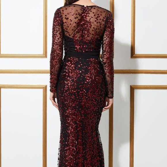Elegant Black and Red Sequin Dress - Picture 3 of 5